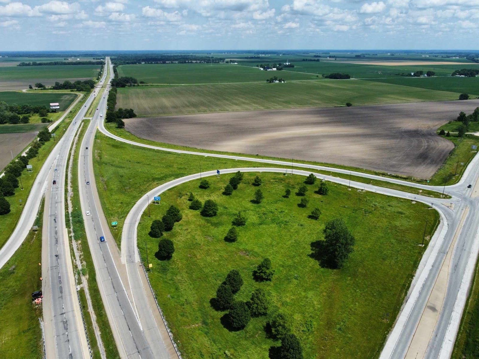 Aerial image of I-74 interchange