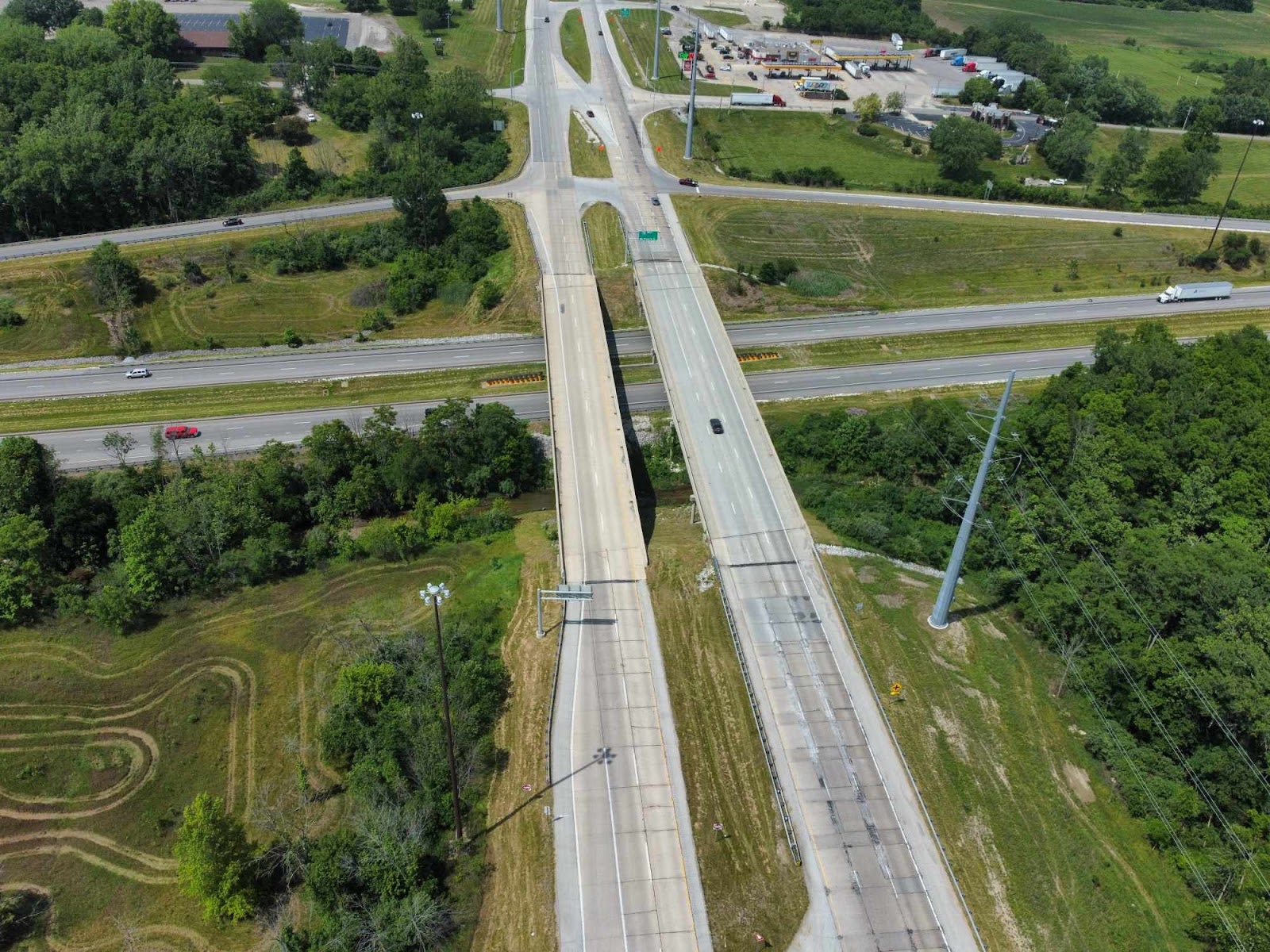 Aerial image of I-74 with the East Allocation Area
